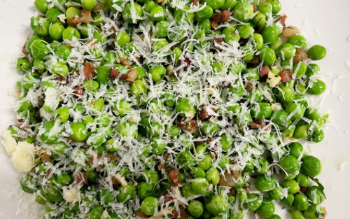 English Peas with Pancetta and Pecorino