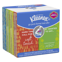 Kleenex Facial Tissue Pocket Packs, 3-Ply, White, 10Sheets/Pouch - 8 Pouches/Pack (Pack of 2)