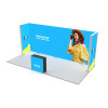 10ft x 20ft U-shape SEG light box booth with backlit walls and storage counter
