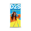 36in x 90in premium retractable banner stand displaying a full height graphic for trade shows and events