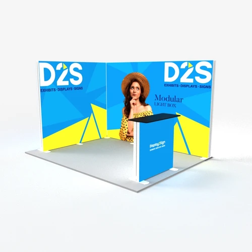 10ft x 10ft L-shape SEG light box booth with illuminated counter