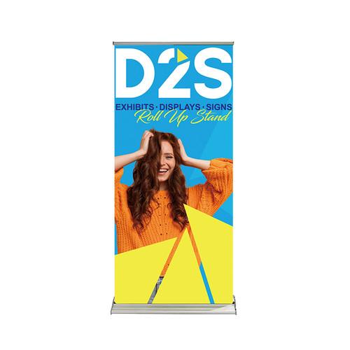 D2S retractable banner stand frame 48 inch x 78.75 inch front view with full-color vertical trade show graphic display setup