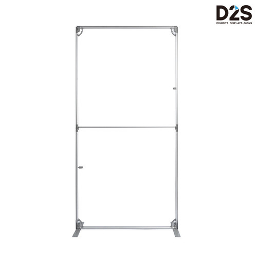 Folding SEG frame hardware only with aluminum profile and stabilizing feet for reusable tension fabric displays