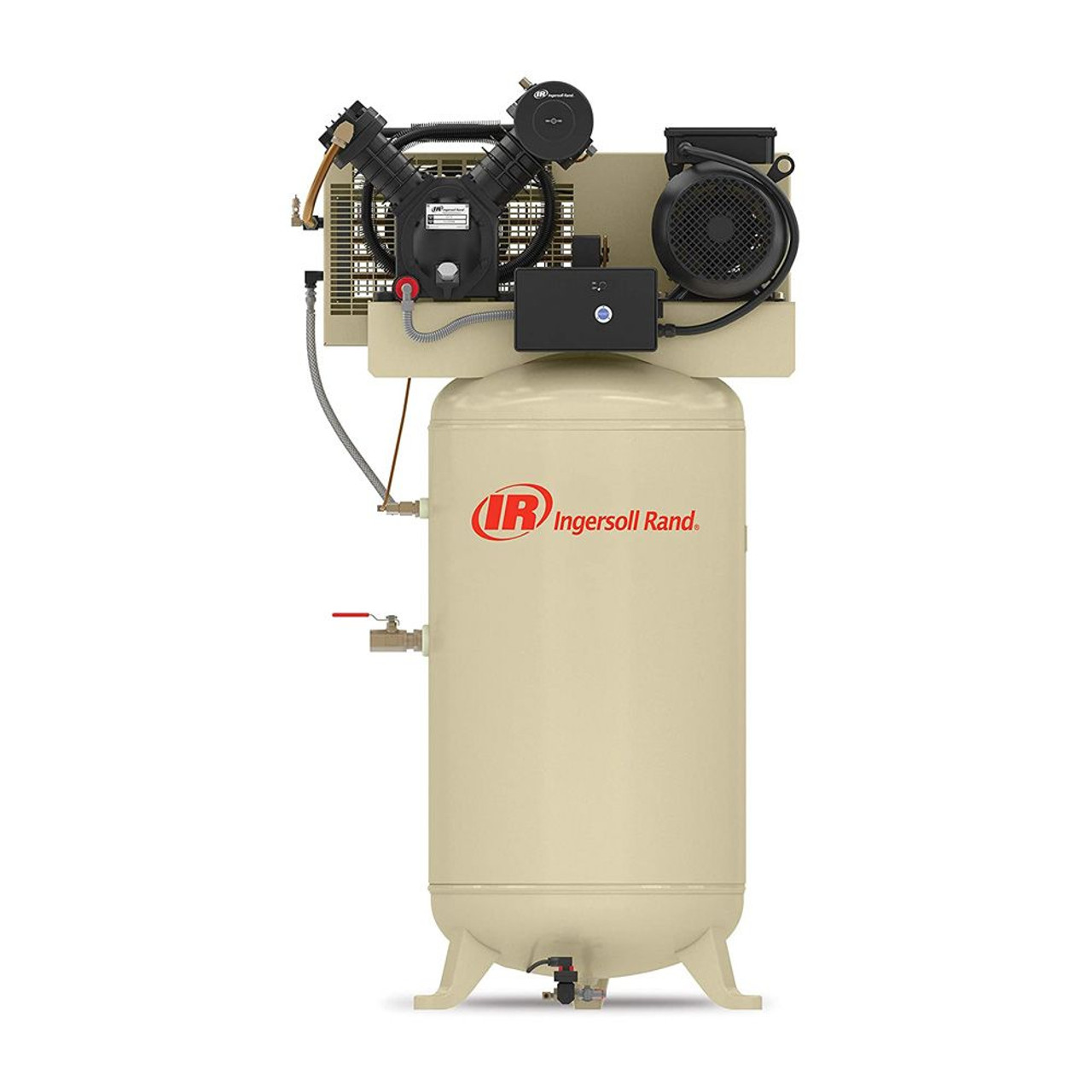 Ingersoll Rand Pressure Lubricated 2 Stage Compressor 5 HP 80 Gal Vertical Tank