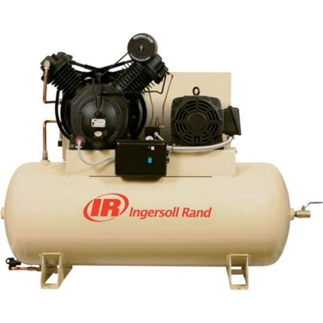 Ingersoll Rand Pressure Lubricated 2 Stage Compressor 7.5 HP  80 Gal Horizontal Tank