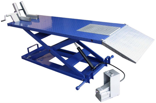 TUXEDO M-1500C-HR 1,500 LB High Rise Motorcycle Lift With Wheel Clamp, Sides, and Pump TUXEDO M-1500C-HR 1,500 LB High Rise Motorcycle Lift With Wheel Clamp, Sides, and Pump