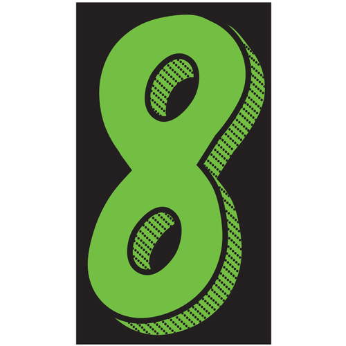 Fluorescent Green/Black Window Stickers 11 1/2" (number 8) pack of 12