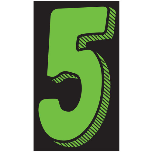 Fluorescent Green/Black Window Stickers 11 1/2" (number 5) pack of 12