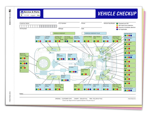 Chrysler Specific Multi-Point Inspection 3-Part Form (QTY. 250)