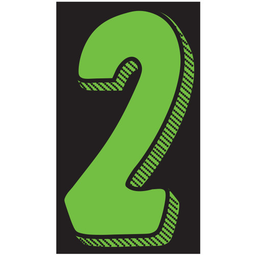 Fluorescent Green/Black Window Stickers 11 1/2" (number 2) pack of 12
