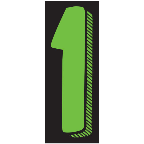 Fluorescent Green/Black Window Stickers 11 1/2" (number 1) pack of 12