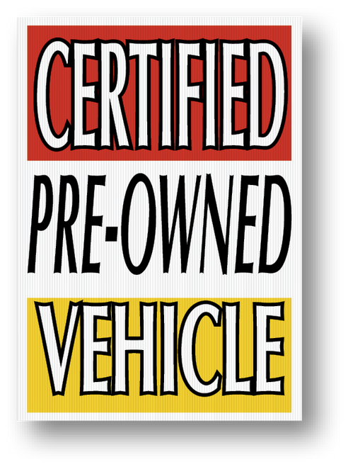 Jumbo Underhood Signs: Various Options to choose from! 29" x 41" (1 per box) - CERTIFIED PRE-OWNED VEHICLE