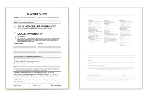 (2017) 2-Part Buyers Guide #8250-FC-2017: As Is No Warranty (plain) - FILE COPY  QTY. 100