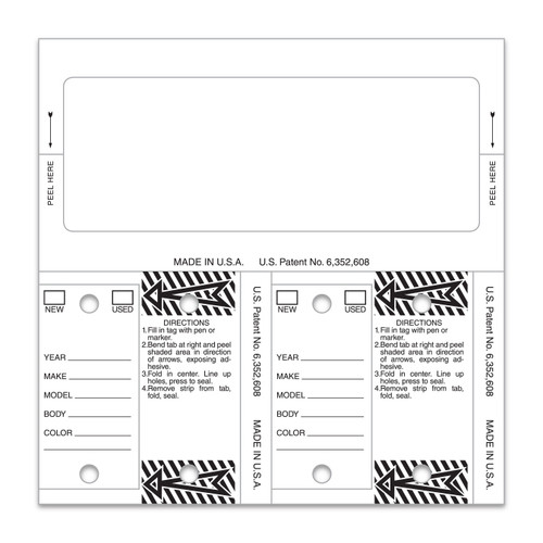 Blank Solid WHITE ConsecuTAGS - QTY. 125 per box w/rings