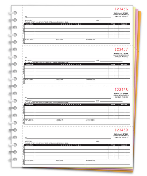 4-Part Purchase Order Books - PLAIN (Form# NC-124-4) 200/book