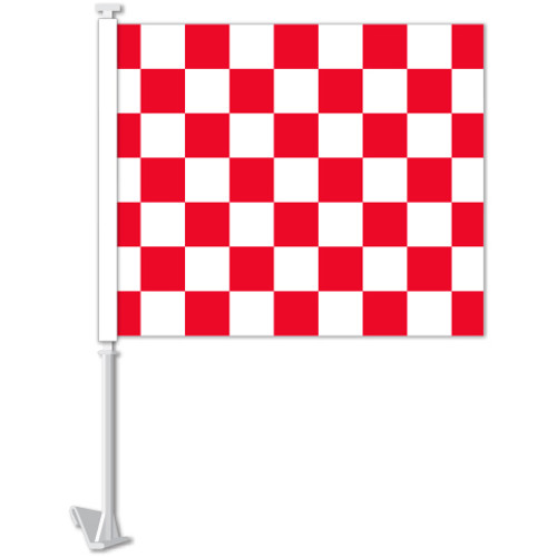Window Clip-On Flags With Car Lot Slogans - Red Checkered