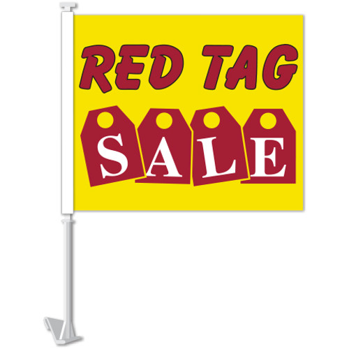 Window Clip-On Flags With Car Lot Slogans - Red Tag Sale