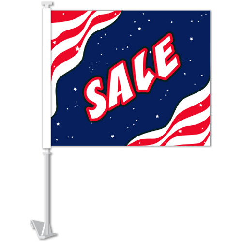 Window Clip-On Flags With Car Lot Slogans - Patriotic SALE