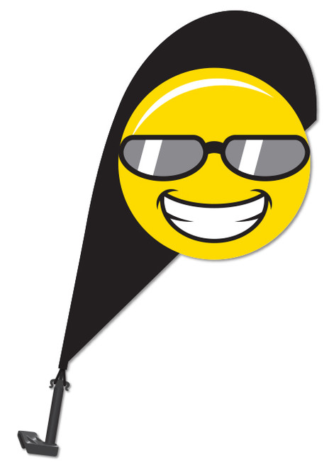 3D Vehicle Clip-On Paddle Flags (QTY. 1) - Smiley w/ Sunglasses