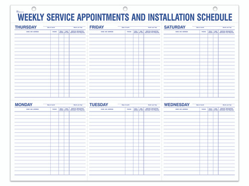 Weekly Service Appointments