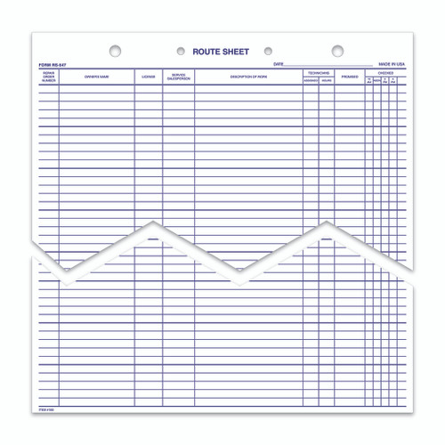 Route Sheet   Form# RS 547