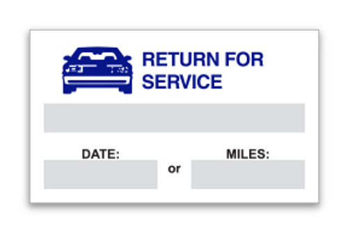 Stock Static Cling Reminders (box of 100) - Return for Service (blue car)