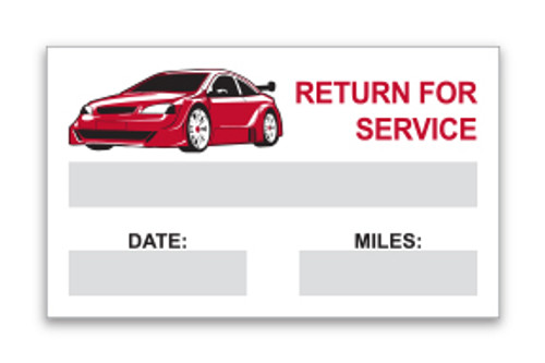 Stock Static Cling Reminders (box of 100) - Return for Service (red car)