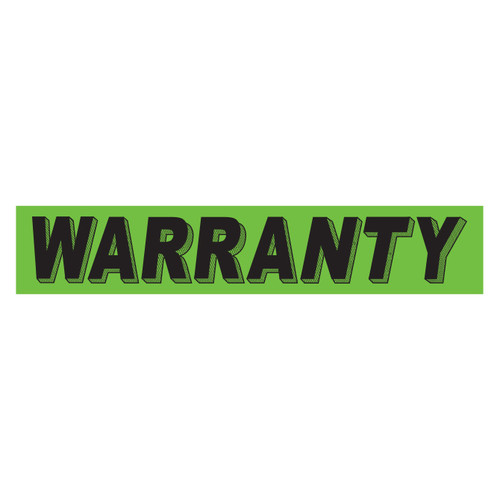 Slogan Window Stickers - Black on Green - WARRANTY