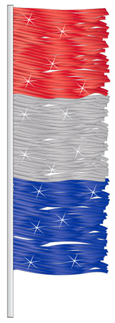 ANTENNA FLAG - Metallic Fringe: Red, Silver, Blue - QTY. 12