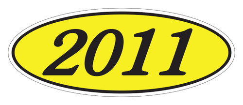 Oval Year Window Sticker : Black on Yellow - (QTY: 12)