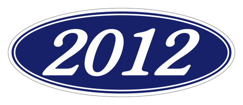 Oval Year Window Sticker : White on Blue - (QTY: 12)