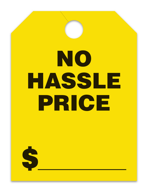 Mirror Hang Tags (Jumbo ) NO HASSLE PRICE - YELLOW