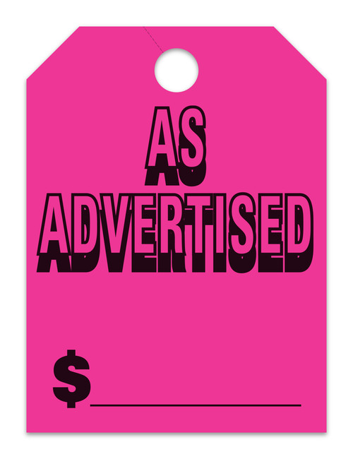 Mirror Hang Tags (Jumbo) AS ADVERTISED - FLOURESCENT PINK