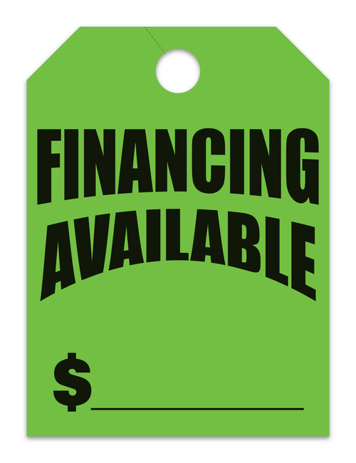 Mirror Hang Tags (Jumbo) FINANCING AVAILABLE - GREEN