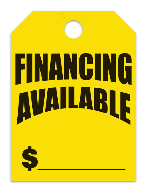 Mirror Hang Tags (Jumbo) FINANCING AVAILABLE - YELLOW