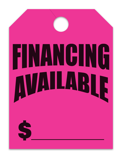 Mirror Hang Tags (Jumbo) FINANCING AVAILABLE - FLOURESCENT PINK