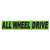 Slogan Window Stickers - Black on Green - ALL WHEEL DRIVE