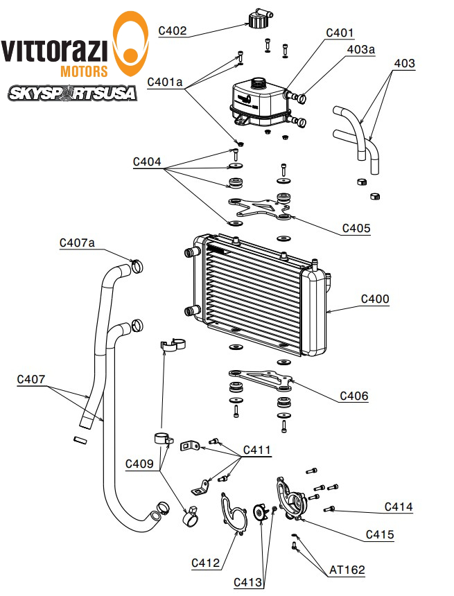 Vittorazi - Parts - Cosmos 300 Dual Start/Twin Spark - Radiator -  SkySportsUSA