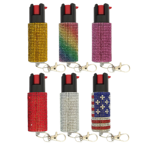 Cheetah Rhinestone Keychain Pepper Spray, 0.5oz