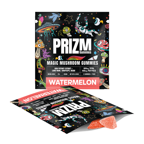 Want to try PRIZM Gummies? Experience a burst of Watermelon in every bite with this 2 piece starter pack. Our Legal High Potency Extract Gummies are crafted with natural flavors and infused with a powerful Organic Blend of Lion’s Mane, Cordyceps, and Reishi mushrooms. It’s the best-tasting way to elevate your day.