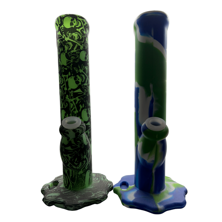 Silicone Small Straight Water Pipe with Lighter Holder