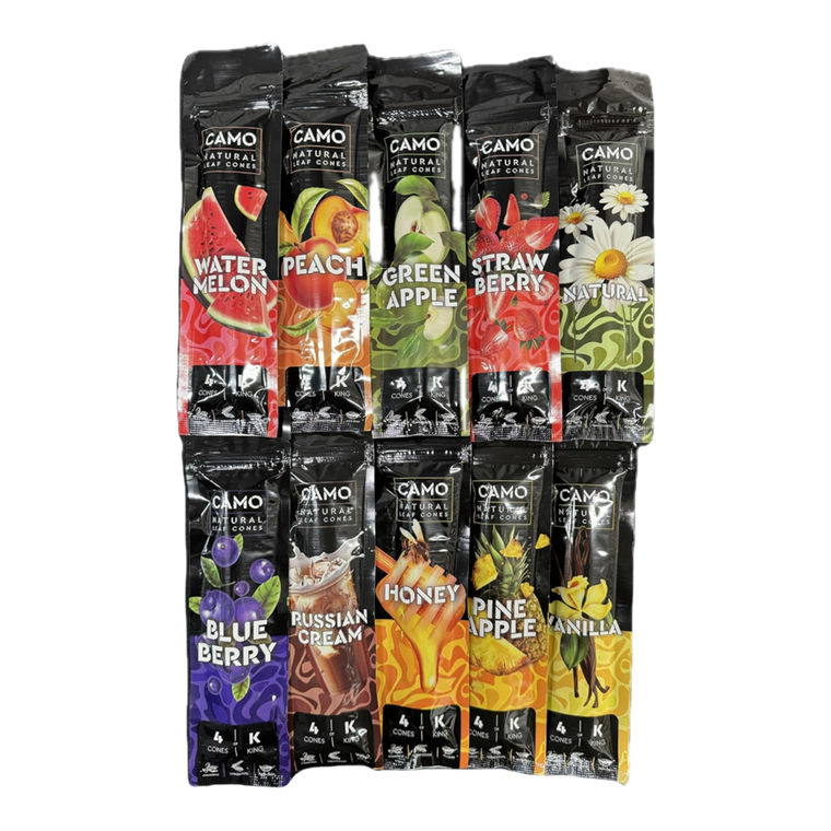 Camo Natural Leaf King Size Cones