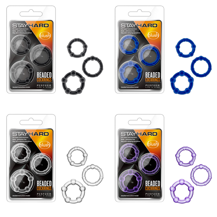 Blush Stay Hard Beaded Cock Rings
