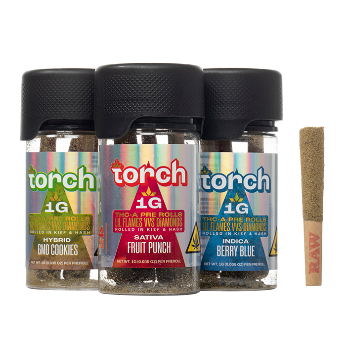 Torch Lil Flames VVS Diamonds THC-A Pre-Rolls Jar, 4pk