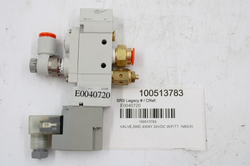 0. 15~0. 7MPa 
 SUP. 
 AS2201F 
 SWS 
 E0040720 
 JAPAN Ayi 
 100513783 
 SRS Legacy # / CRef: 
 E0040720 
 100513783 
 24V 
 VALVE,SMC 4WAY 24VDC W/FITT -NBS30