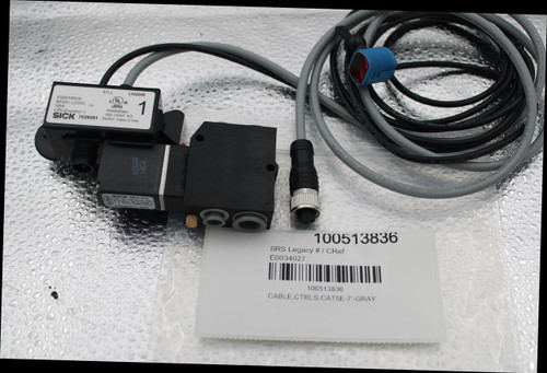 A FT1 80℃ 
 A AWM. 2464 22AWG VW- 
 RSAWG 
 87LL 
 LN2246 
 E0001901A 
 c (L) US 
 1 
 80ºC 
 BASIC LOGIC 
 (TM) 
 LISTED 
 NBA 
 P40/NEMA1 
 ONT E 
 IND. CONT. EQ. 
 300V 
 CRUZcontrol 
 SICK 7028481 
 24VDC, Class 2 Only 
 HI AWM 2464 
 +LF+ 
 1 22AWG VW- 
 1 80 
 W25AA 
 14CA 
 SICK 7927751 
 [4001/min 
 6106 00199137 V2GAA 
 137 00 
 100513836 
 SRS Legacy # / CRef: 
 E0034027 
 100513836 
 CABLE, CTRLS-CAT5E-7'-GRAY
