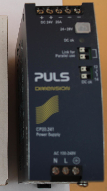 100515463 
 DC 24V 20A 
 SRS Legacy # / CRef: 
 CP20.241 
 100515463 
 POWER SUPPLY, 24VDC, 20A OUTPUT, 120/240 VAC INPUT 
 , CLASS 1 
 PULS 
 DIMENSION 
 OPP0.288 
 Provar Sumpy 
 NLO