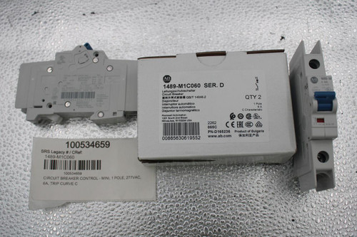 prontimiting AWO 
 EC 
 AB 
 A peak 
 SWO 
 * 
 A-B 
 1489-M 
 Cal A 
 1489-M1C060 SER. D 
 C 6A 
 UL489 
 489-MICOAO 
 SER D 
 Leitungsschutzschalter 
 21 
 -277 
 CB 
 Circuit Breaker 
 塑料外壳式断路器 GB/T 14048.2 
 QTY 2 
 185630619552 
 Rockwell Automation 
 Disjoncteur 
 Interruptor automático 
 1 Pole 
 Interruttore automatico 
 6 A 
 Disjuntor termomagnético 
 C Characteristic 
 Rockwell Automation 
 1201 South 2nd Street 
 25 
 Milwaukee, WI 53204 USA 
 USTED C.B 
 2262 
 065C 
 2 
 PN-D165236 Product of Bulgaria 
 00885630619552 
 www.ab.com 
 保加利亚产品 
 100534659 
 SRS Legacy # / CRef: 
 1489-M1C060 
 100534659 
 CIRCUIT BREAKER CONTROL - MINI, 1 POLE, 277VAC, 
 6A, TRIP CURVE C