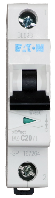 BL62B 
 EATON 
 In =20A 
 xEffect 
 FAZ-C20/1 
 -SP 167264 
 2
