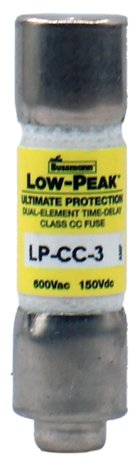 LOW-PEAK' 
 ULTIMATE PROTECTION 
 UAL-ELEMENT TIME-DELA 
 CLASS CC FUSE 
 LP-CC-3 
 600Vac 150Vdc